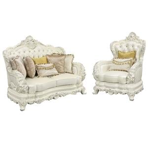 Home Square 2-Piece Set with Faux Leather Loveseat & Faux Leather Chair