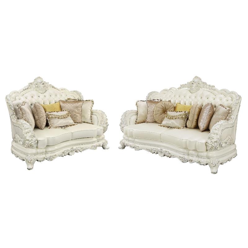 Home Square 2-Piece Set with Faux Leather Loveseat & Faux Leather Sofa