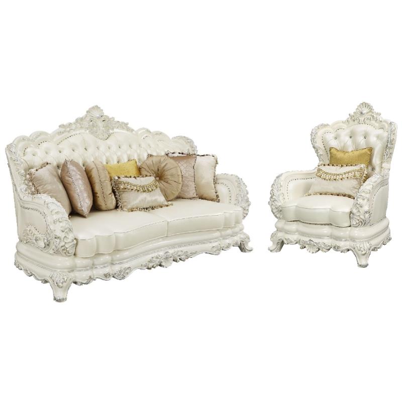 Home Square 2-Piece Set with Faux Leather Chair & Faux Leather Sofa