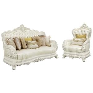 Home Square 2-Piece Set with Faux Leather Chair & Faux Leather Sofa