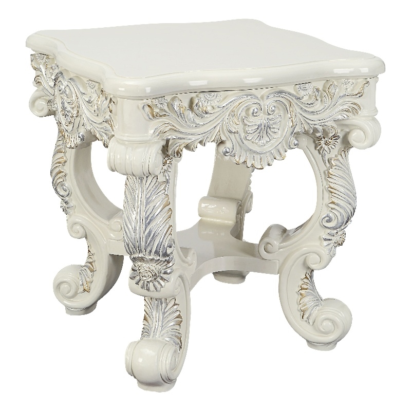 Home Square 2-Piece Set with Wooden Top Sofa Table & End Table in Antique White