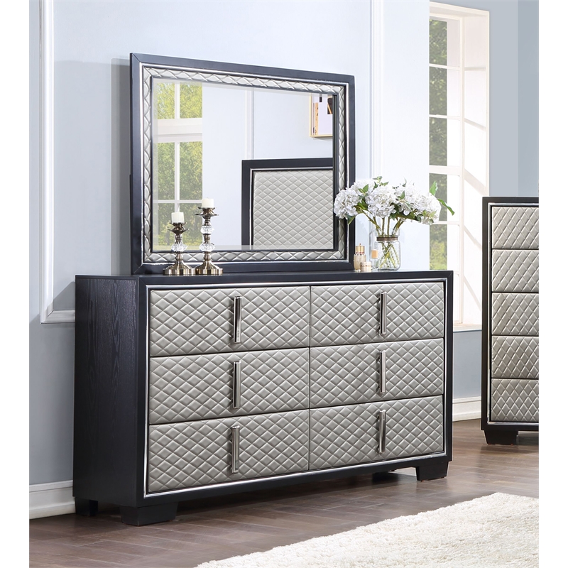 Home Square 2-Piece Set with Faux Leather Dresser and Chest Home Square 2-Piece Set with Faux Leather Dresser and Chest