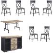 Home Square 8-Piece Set with Dining Table & 6 Side Chairs & 3 Drawer Server
