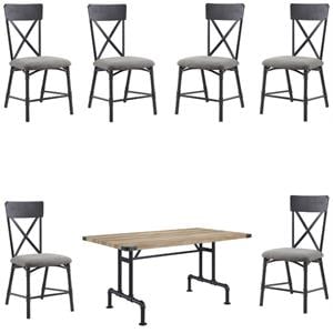 Home Square 7-Piece Set with Wood Dining Table and 6 Side Chairs