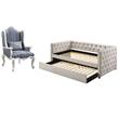 Home Square 2-Piece Set with Fabric Upholstery Chair & Full Daybed Trundle