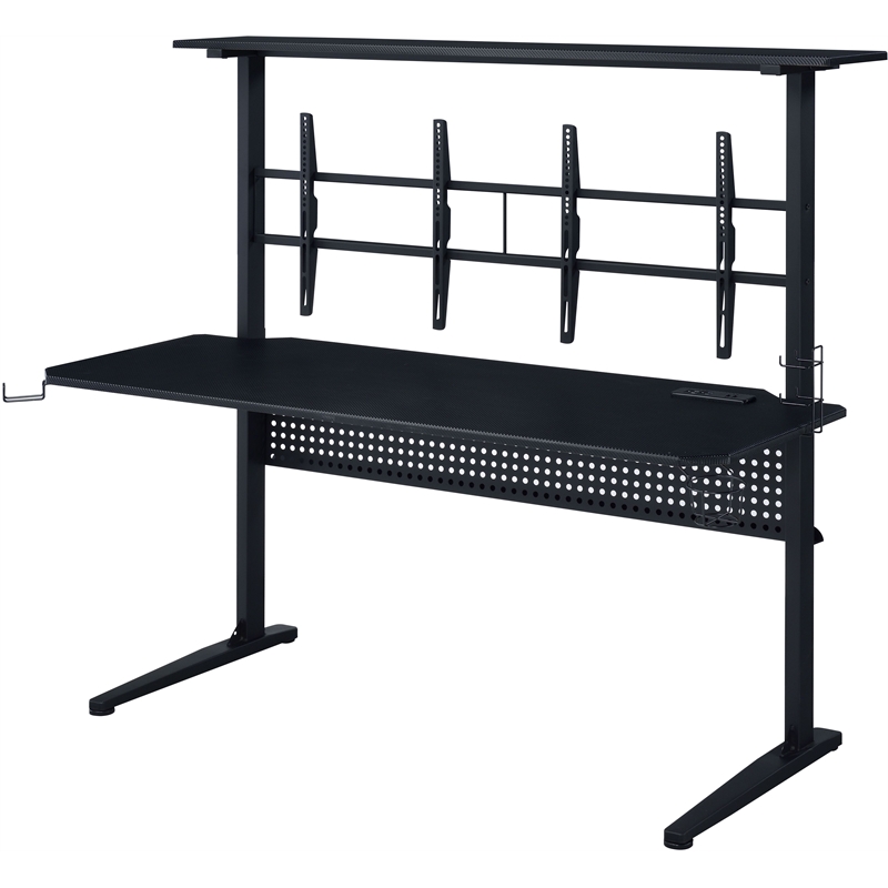 Home Square 2-Piece Set with Gaming Table and Office Chair in Black