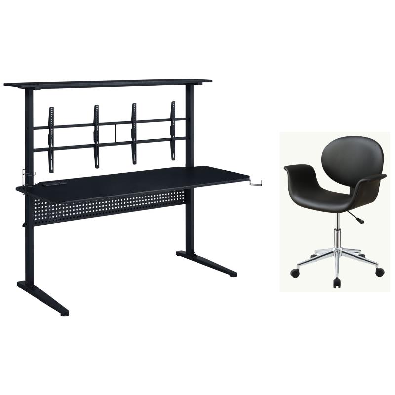 Home Square 2-Piece Set with Gaming Table and Office Chair in Black