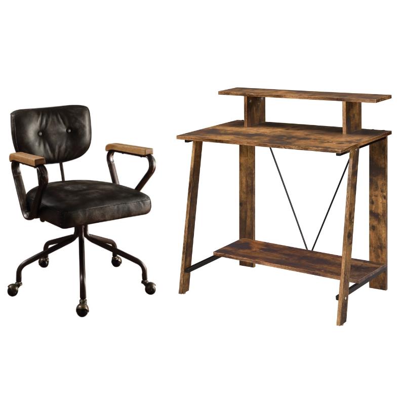 Home Square 2-Piece Set with Wooden Writing Desk and Swivel Office Chair