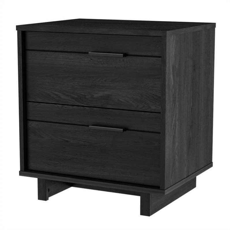 Home Square 2-Piece Set with Bed with Bookcase and Nightstand in Gray Oak