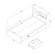 Home Square 2-Piece Set with Bed with Bookcase and Nightstand in Gray Oak