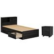 Home Square 2-Piece Set with Bed with Bookcase and Nightstand in Gray Oak