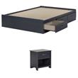 Home Square 2-Piece Set with Full Mates Bed and Nightstand in Blueberry