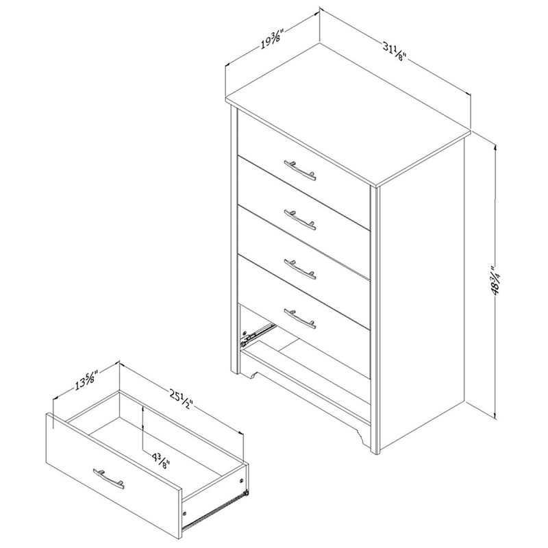 Home Square 4-Piece Set with 5-Drawer Chest & 2 Nightstands & 6-Drawer Chest