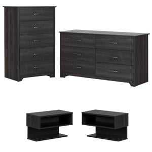Home Square 4-Piece Set with 5-Drawer Chest & 2 Nightstands & 6-Drawer Chest
