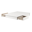 Home Square 2-Piece Set with Platform Bed & Queen Bookcase Headboard in White