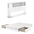 Home Square 2-Piece Set with Platform Bed & Queen Bookcase Headboard in White