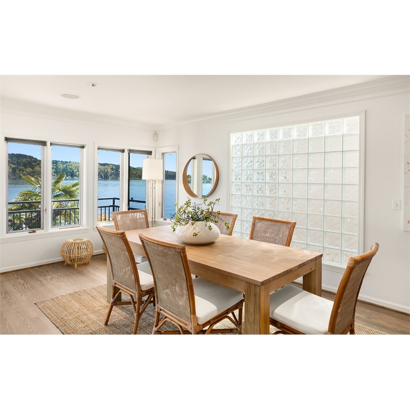 Home Square 7-Piece Set with 6 Rattan Side Chairs and Dining Table