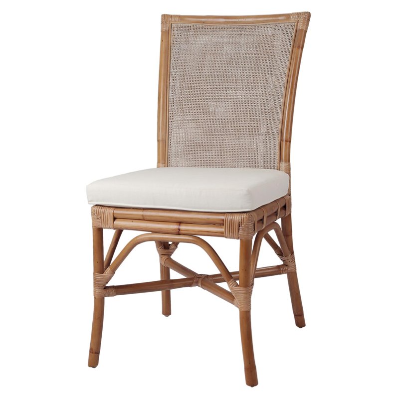 Home Square 7-Piece Set with 6 Rattan Side Chairs and Dining Table