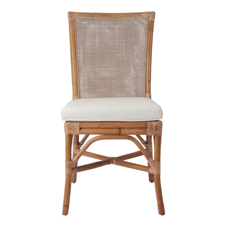Home Square 7-Piece Set with 6 Rattan Side Chairs and Dining Table