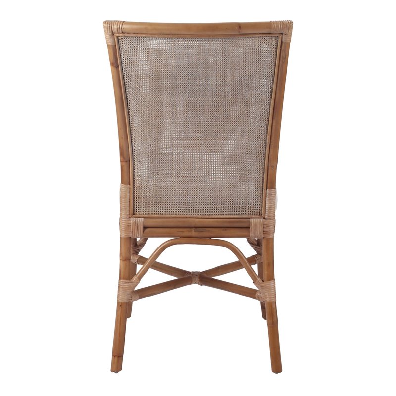 Home Square 7-Piece Set with 6 Rattan Side Chairs and Dining Table