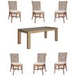 Home Square 7-Piece Set with 6 Rattan Side Chairs and Dining Table
