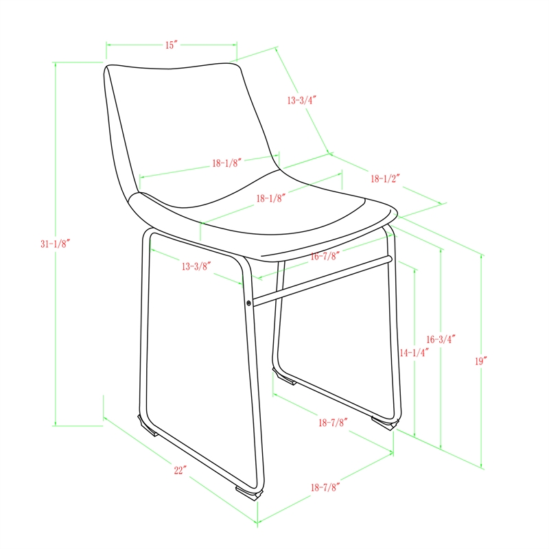Home Square 7-Piece Set with Dining Table and 6 Dining Chairs in Whiskey Brown