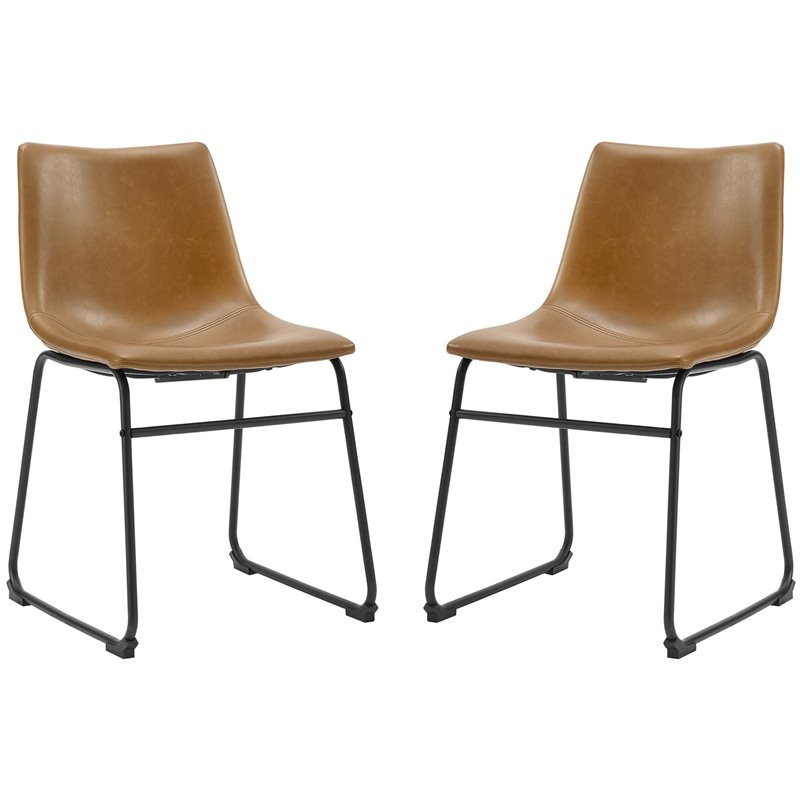 Home Square 7-Piece Set with Dining Table and 6 Dining Chairs in Whiskey Brown