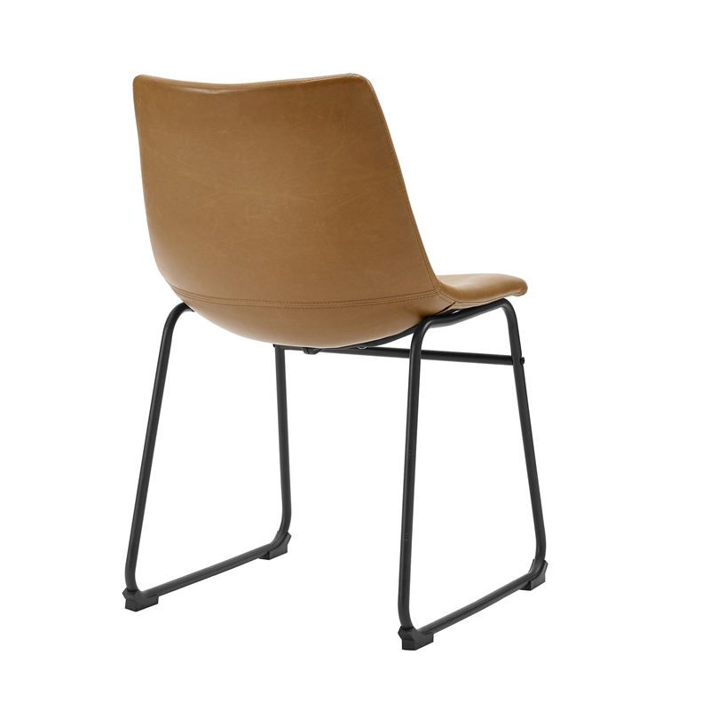 Home Square 7-Piece Set with Dining Table and 6 Dining Chairs in Whiskey Brown