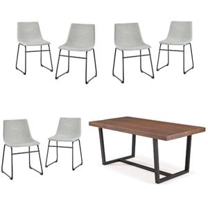 Home Square 7-Piece Set with Dining Table and 6 Dining Chairs in Gray