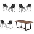 Home Square 7-Piece Set with Dining Table and 6 Dining Chairs in Black