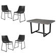 Home Square 5-Piece Faux Leather & Solid Wood Dining Set in Gray/Black