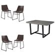 Home Square 5-Piece Faux Leather & Solid Wood Dining Set in Brown/Gray