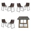 Home Square 7-Piece Set with Wood Dining Table & 6 Dining Chairs in Brown