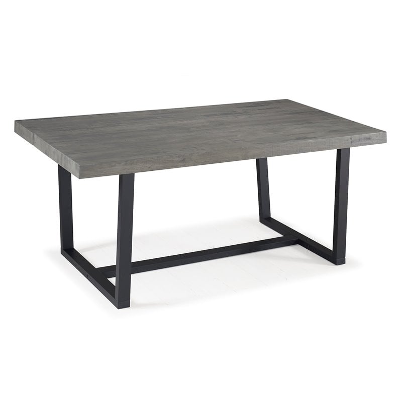 Home Square 7-Piece Set with Rustic Wood Dining Table & 6 Dining Chairs in Green