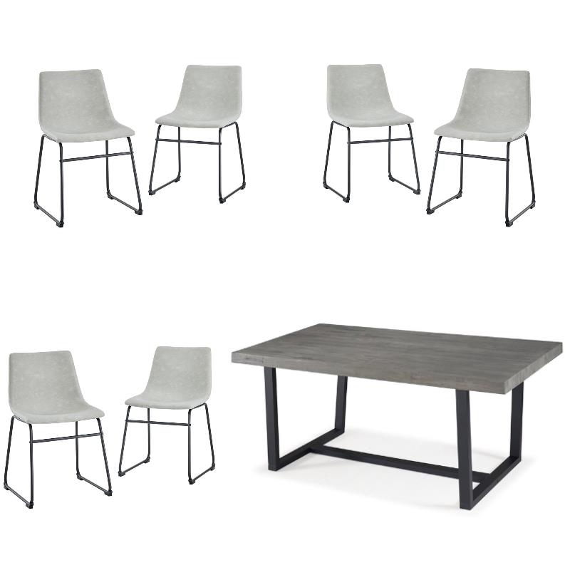 Home Square 7-Piece Set with Solid Wood Dining Table and 6 Dining Chairs in Gray