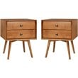 Home Square 3-Piece Set with Platform Bed and 2 Nightstands in Caramel