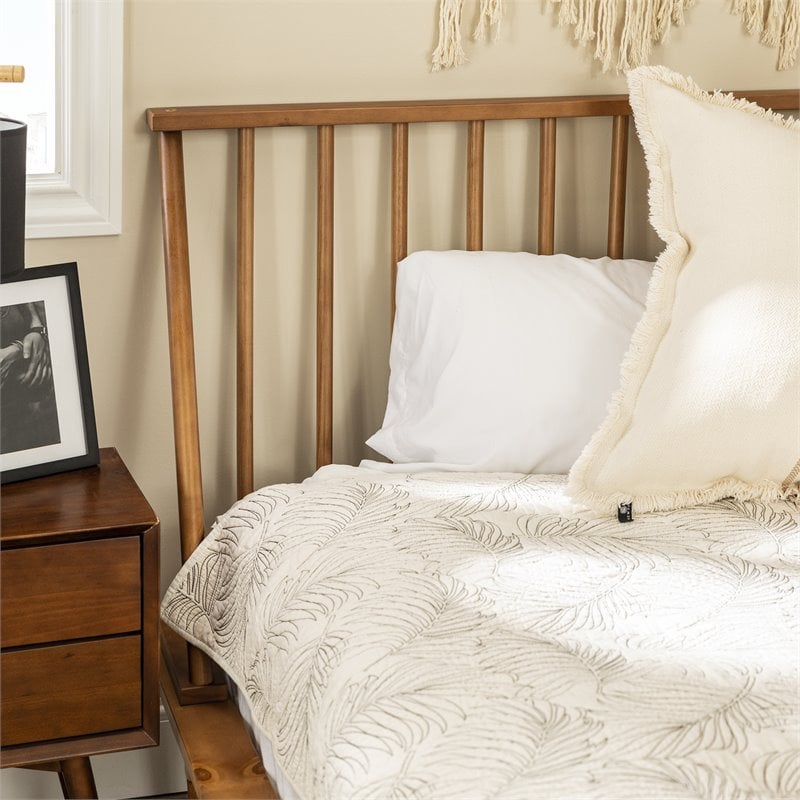 Home Square 3-Piece Set with Platform Bed and 2 Nightstands in Caramel