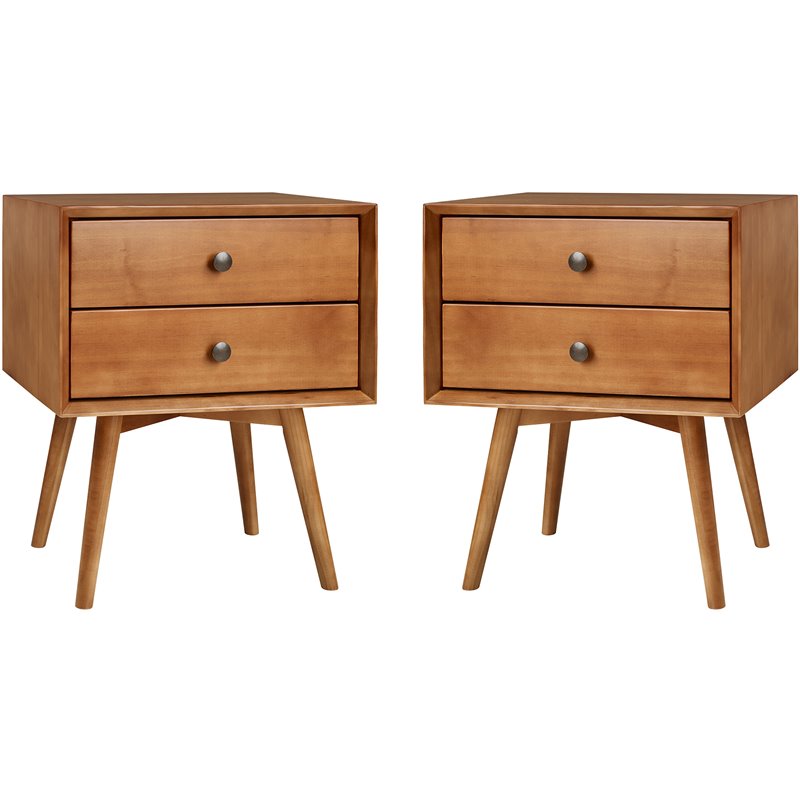 Home Square 3-Piece Set with Spindle Bed and 2 Nightstands in Caramel