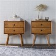 Home Square 3-Piece Set with Spindle Bed and 2 Nightstands in Caramel