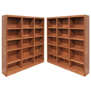 Home Square 72&quot Tall 15-Shelf Triple Wide Wood Bookcase in Dry Oak - Set of 2