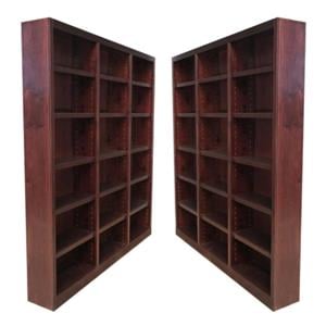 Home Square 84&quot Tall Wood Bookcase in Cherry Finish - Set of 2