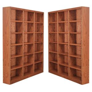 Home Square 84&quot Tall 18-Shelf Triple Wide Wood Bookcase in Dry Oak - Set of 2