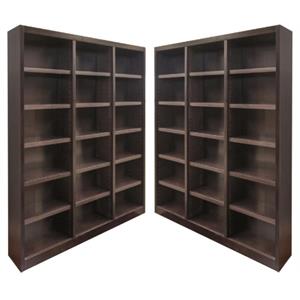 Home Square 84&quot Triple Wide Wood Bookcase in Chocolate - Set of 2