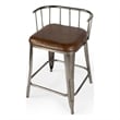 Home Square Iron & Leather Counter Stool in Brown Finish - Set of 2