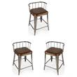 Home Square Iron & Leather Counter Stool in Brown Finish - Set of 3