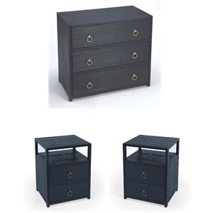home square 3-piece set with dresser and 2 nightstands in navy blue