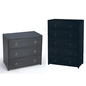 home square 2-piece set with cabinet and 3 drawer dresser in navy blue