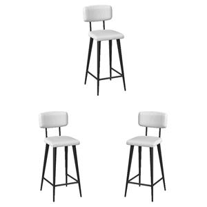 Home Square 26&quot Leather Rectangular Counter Stool in White - Set of 3