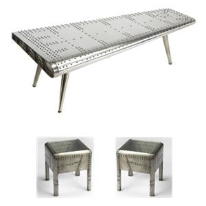 Home Square 3-Piece Set with Metal Coffee Table and 2 End Tables in Gray