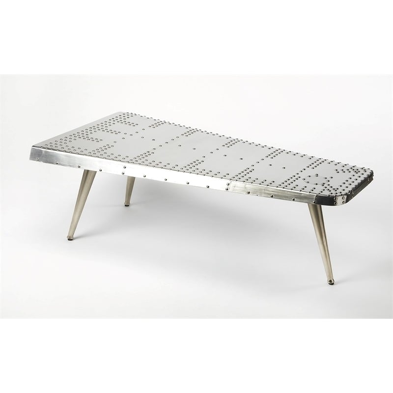 Home Square 3-Piece Set with Metal Coffee Table and 2 Side Tables in Silver